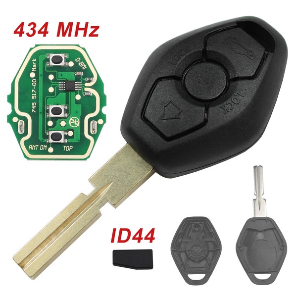 AutoschlüSsel 3 Tasten GehäUse HU58 434 Mhz Platine ID44 NEU Passend FüR BMW-image
