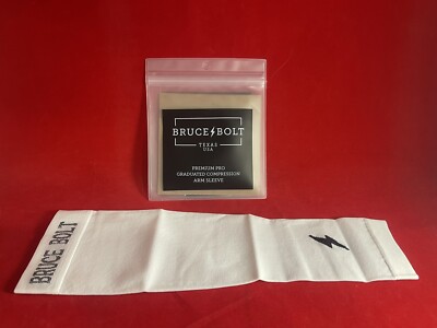 Bruce Bolt- WHITE- Baseball Arm Sleeve-Size: (Adult SM/MD) Older 2022 Version 