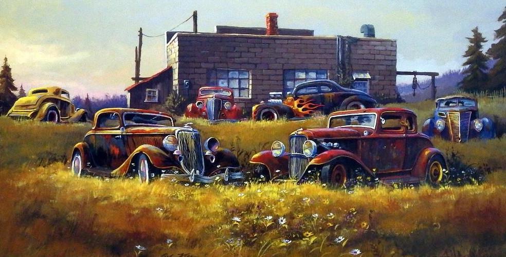Dale Klee "Cool Summer" Old Hot Rod Signed/Numbered Print 22
