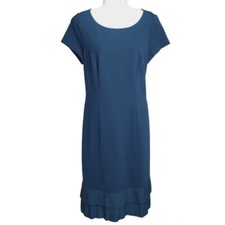 Talbots Dress Women Size 6 Ponte Knit Pleated Hem Teal