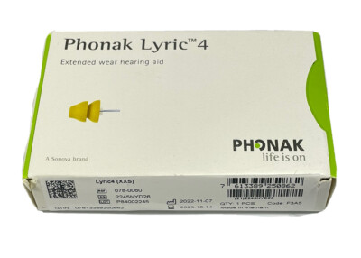 Phonak Lyric 4 XXS Invisible Hearing Aid Lyric4 078-0060 Extended wear exp 2026