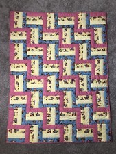 Handmade Baby Quilt Blanket - Yellow Pink Blue - Bears - 35" x 46" - Adorable