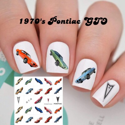 1970 Pontiac GTO Mustang Waterslide Nail Art Decals Set of 50