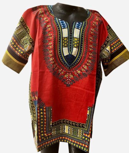 African Men Women Dashiki Shirt Top Vintage Design Blouse Hippie Tribal Caftan  - Picture 1 of 3