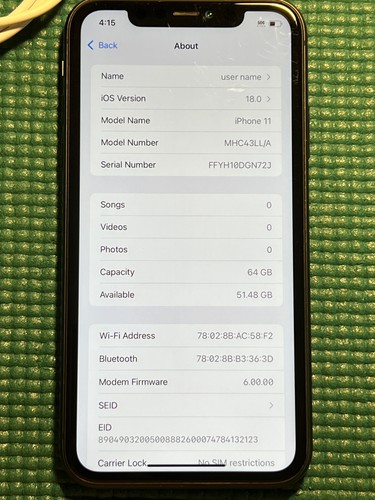Apple iPhone 11 - 64GB - Black (Unlocked) A2111 (CDMA + GSM) - Afbeelding 7 van 9