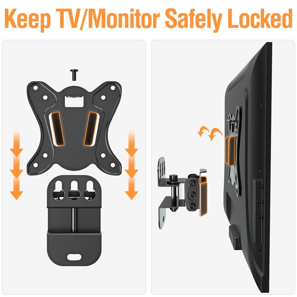 TV Wall Mount Small Monitor Mount Bracket with Adjustable Tilt Swivel