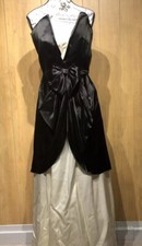 80 s VTG Roberta of California Black And White Satin Bow Party/Prom Dress XS/S