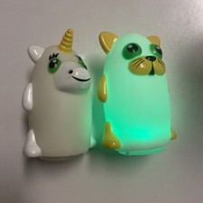 2 Nightlight Kids Soft Glow Unicorn Puppy Multicolor Fade AAA