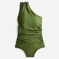 J. Crew Ruched One-shoulder One-piece Swimsuit in Safari Sz 24 New With Tags