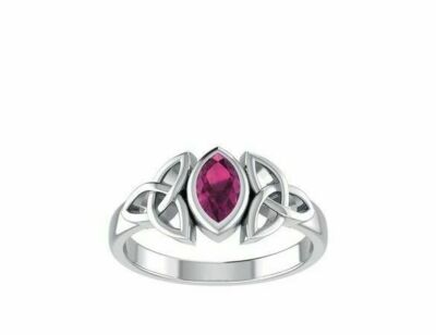 Keltischer Triquetra Ring kreiert Rubin 925 Sterling Silber feiner Ahnenschmuck