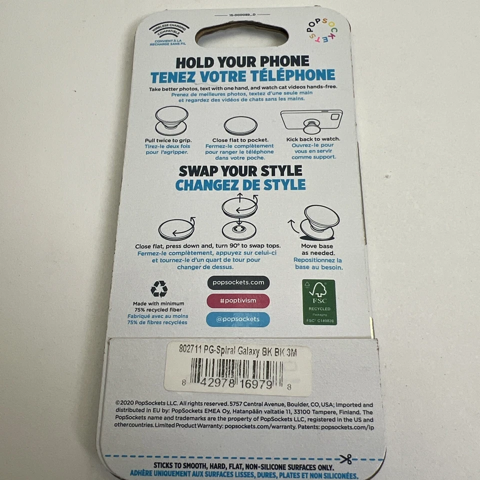 PopSockets Spiral Galaxy Phone Grip Hold Phone Outer Space - Image 4 of 4