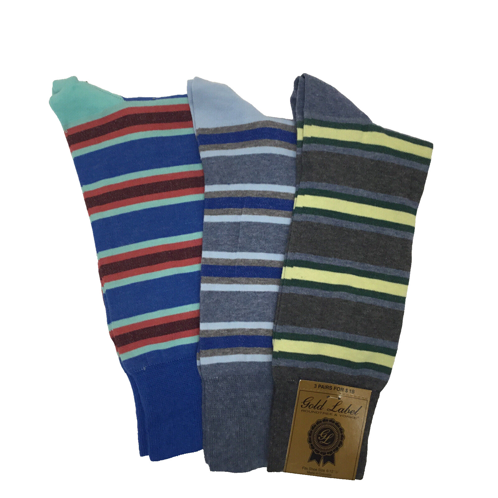 Мужские носки из хлопчатобумажной смеси Roundtree - Yorke Gold Label разноцветные Sz 6-125 3390₽