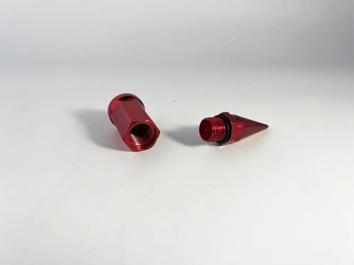 20 Red 3.18" Spike Lug Nuts M12x1.5 For Aftermarket Wheels 60° Conical Seat - Picture 7 of 7