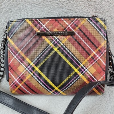 SteveMadden Purse Cross Body Bag Multi Color Plaid Boho