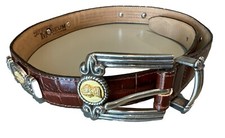Brighton Belt Museum Collection 1996 Roman Style Coins Brwn Croc Leather S 21007