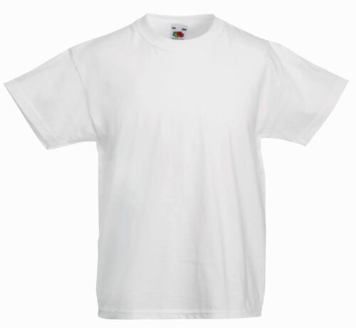 3 PACK FRUIT OF THE LOOM PLAIN WHITE CHILDS T SHIRTS ALL SIZES AGES 1-15 YEARS - Afbeelding 1 van 1
