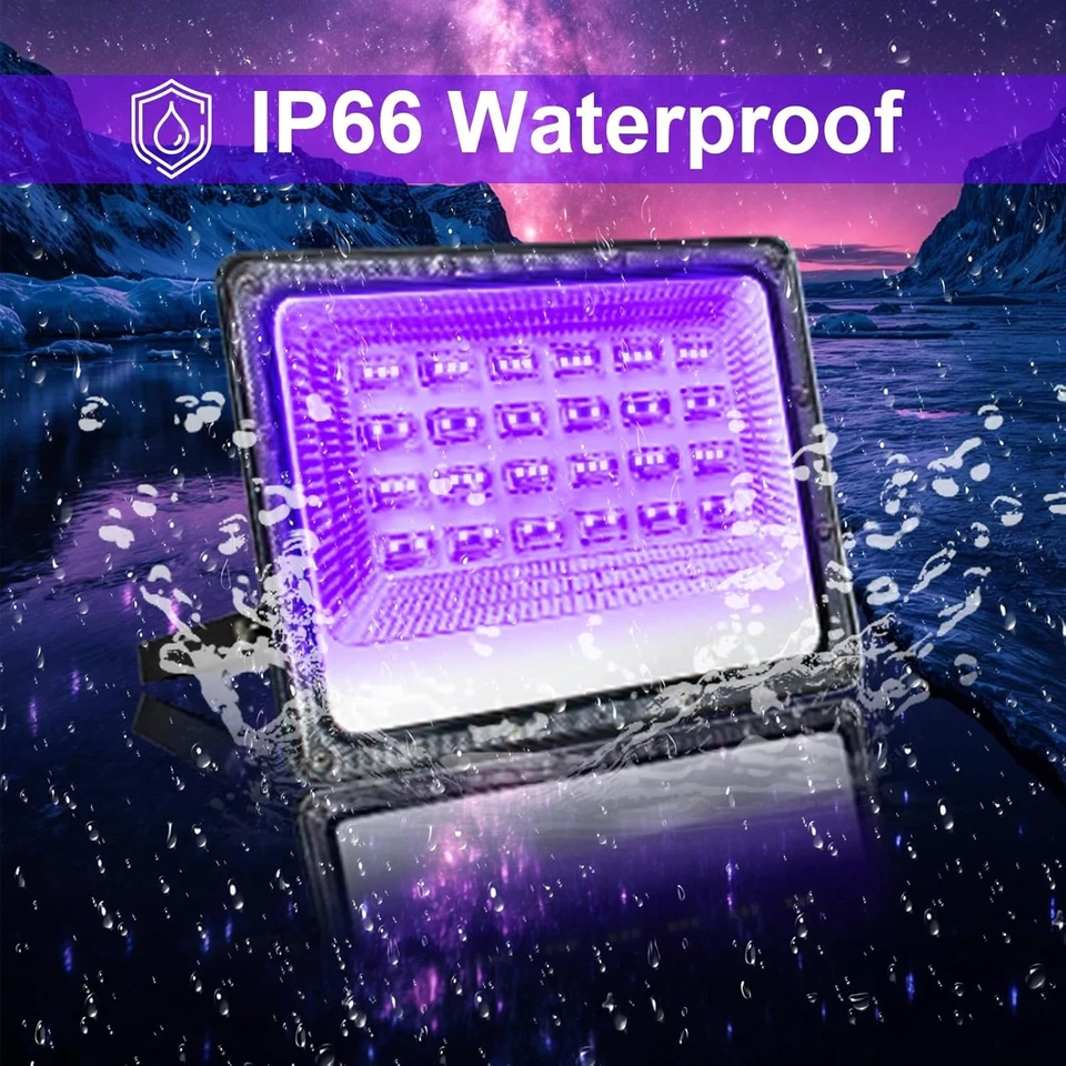 LED Luce Nera 50W, Faro UV LED IP66 Impermeabile Faretto UV, Lampada per Poster  - Immagine 3 di 4