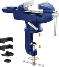 Portable Vise Clamp On Vice for Workbench- 3 Inch Rotate 2.8'' Blue, Blue 