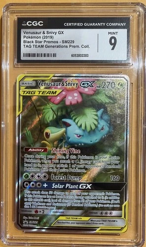Pokémon Venusaur & Snivy GX SM229 CGC 9 Black Star Promos TAG TEAM Holo 2019