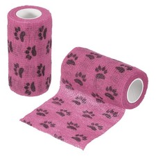 Pet Wrap Bandages 4 Inch 5 Yard Dog Bandage Wrap Pink/Paw 2Pcs