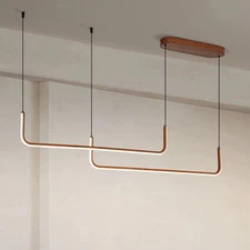 Modern 47" LED Wood Linear Chandelier for Dining Room, Kitchen Island🪵