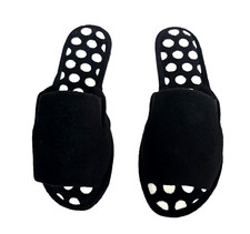 Dearfoams Slide House Slippers Women s Sz Large 9-10 Black/Polka Dot Memory Foam