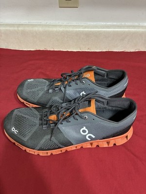 On Cloud X Shoes Mens Size 11.5 Gray Orange Mesh Road Running CloudTec Sneakers