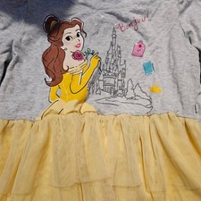 Disney Princess Belle Little Sleepies Top Long Sleeve Gray Yellow Tulle size 10