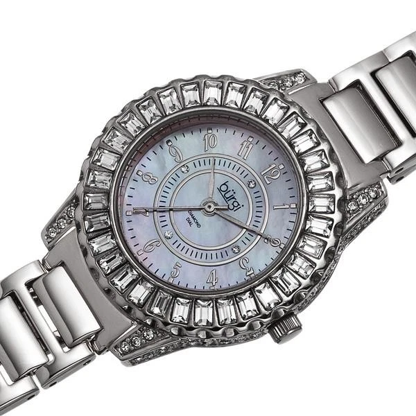 Швейцарские кварцевые женские часы Burgi BUR095SS MOP с бриллиантовым циферблатом с ободком багет - Изображение 4 из 4