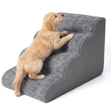 4 Step Pet Stairs for Bed Couch, 17.4" High Non Slip Foam Dog Steps, Washable...