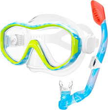 Kids Mask Snorkel Set for Age 5-15,Dry Top Snorkeling Gear for Kids Boys Girls J
