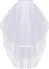 Wedding Veil,White Bridal Veil with Comb, 3 Tier Ribbon Edge with Pearl Cente...