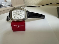NOS Men's Swiss legend stainless steel tonneau shape chronograph watch RARE