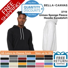 🔥 BELLA + CANVAS Unisex Sponge Fleece Hoodie Sweatshirt Up To 3XL 3719 b