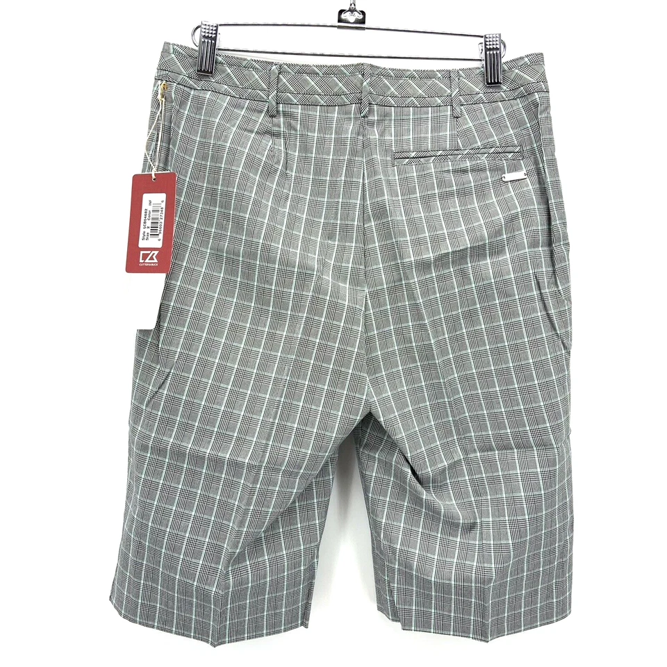 Cutter Buck Golf Shorts DryTech Mint Plaid Size 4 Quick Dry Walk Pickleball NWT - Image 2 of 4