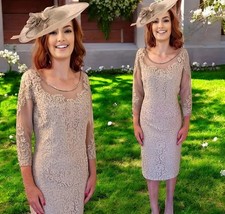 Elegant Champagne Mother of the Bride Dresses O-Neck Ankle-Length Party Gowns