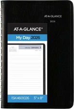 AT-A-GLANCE 2026 Planner, Daily, Open Scheduling, 5" x 8", 4 7/8 x 8, Black 