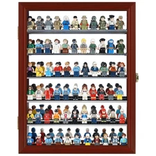Small Curio Cabinet Display Case with Shelves Compatible with Block Toy Minif...