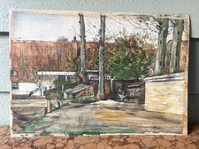 1906 European Courtyard Watercolor Painting- J. Weidlich