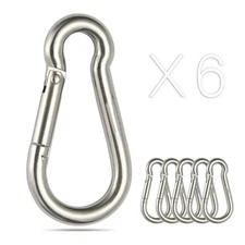 440 Lbs Spring Snap Hook Carabiner Clips, Set Of 6 Stainless Steel 304