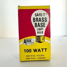 Vtg NOS Action Tungsram 100W SAFE-T BRASS BASE LIGHT BULB w BOX 1978 Movie Prop