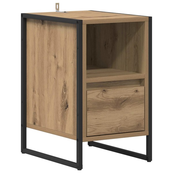 Nachttisch Eiche Holzwerkstoff 39,5 X 30 X 50 Cm Beistelltisch-image