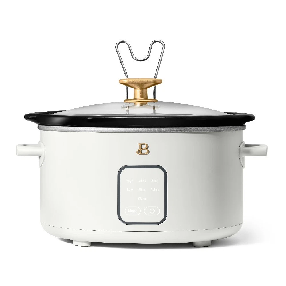 4 Qt Slow Cooker with Touch-Activated Display, White Icing