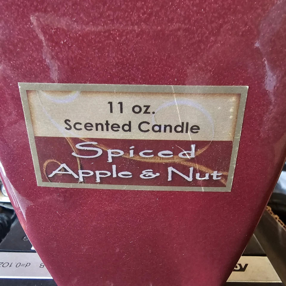 Crate and Barrel Scented Candle Red Ceramic Jar Spiced Apple & Nut 11oz 80 Hrs - Image 3 of 4