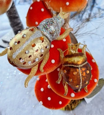 GISELA GRAHAM SASS & BELLE GLASS ENTOMOLOGY BUGS INSECTS CHRISTMAS DECORATIONS