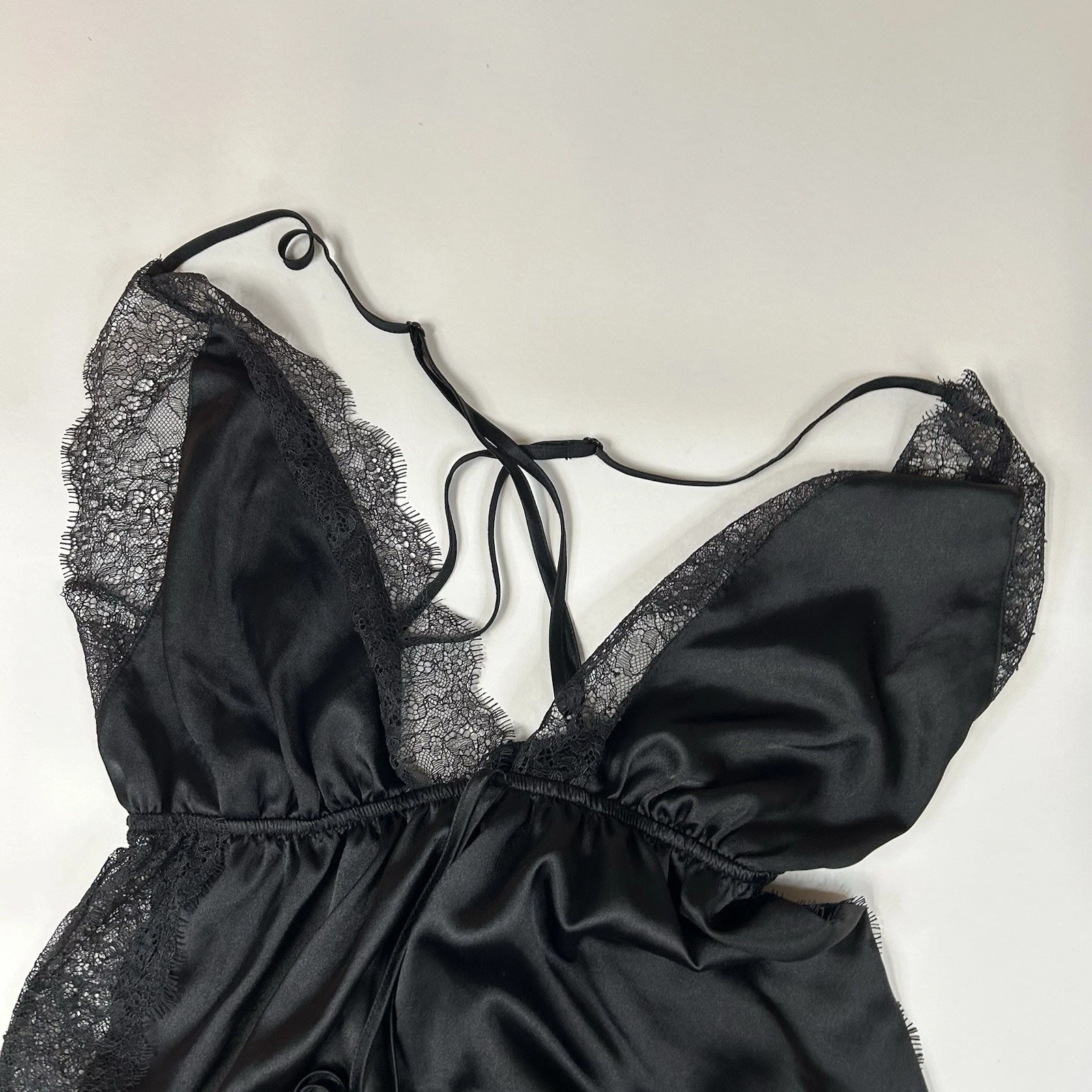 UNDERCOVER Abito slip Victorias Secret Lingerie taglia media nero pizzo floreale sfoderato #4022