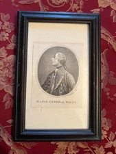 Original 18th C. Print Major General Wolfe, Hero died at Battle of Quebec 1759.