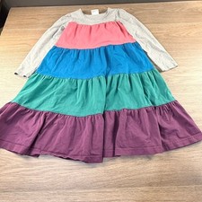 Hanna Andersson Girls Tiered Colorblock Long Sleeve Dress Size 140 Gray Flaws