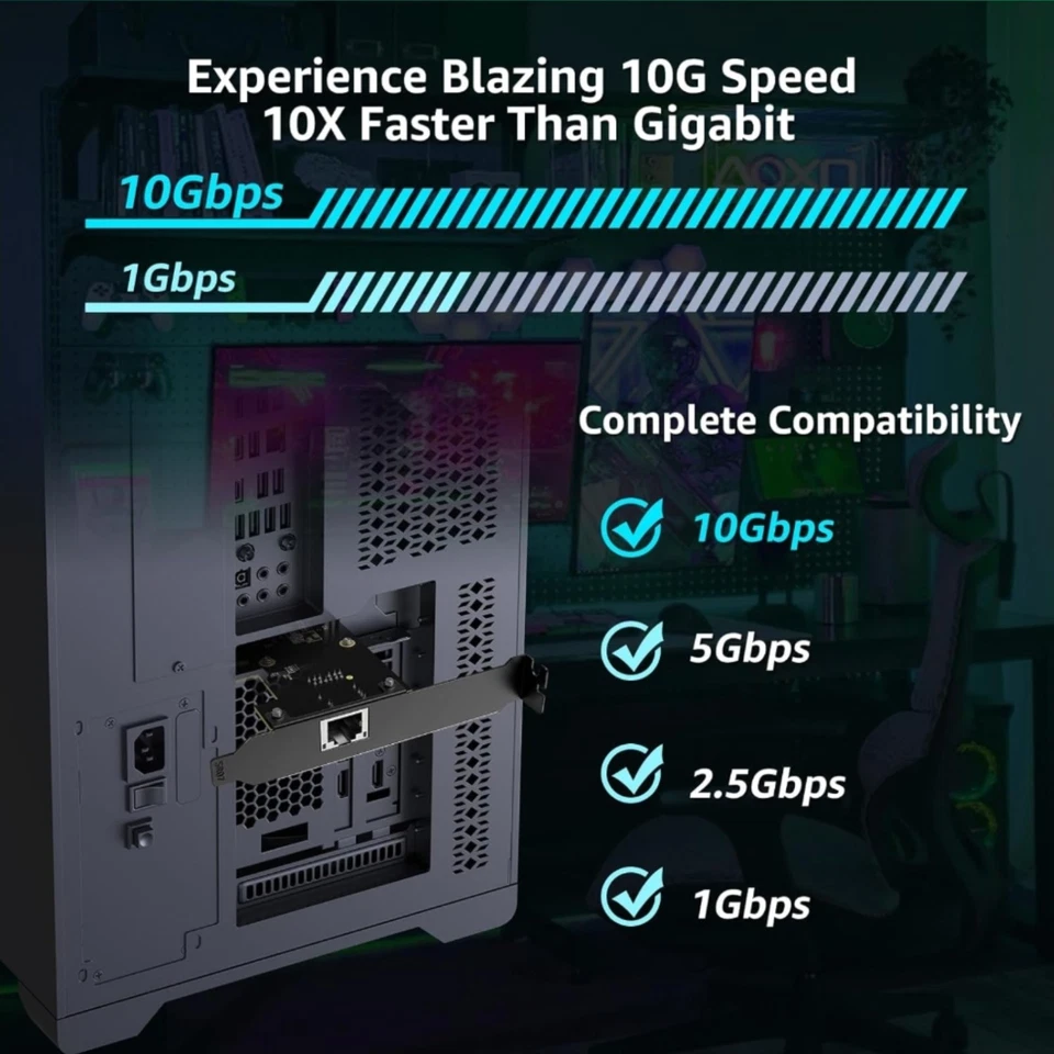 10G PCIe Network Card, YuanLey 10G Base-T Ethernet Card with Marvell AQC113 Conr - Image 2 of 4