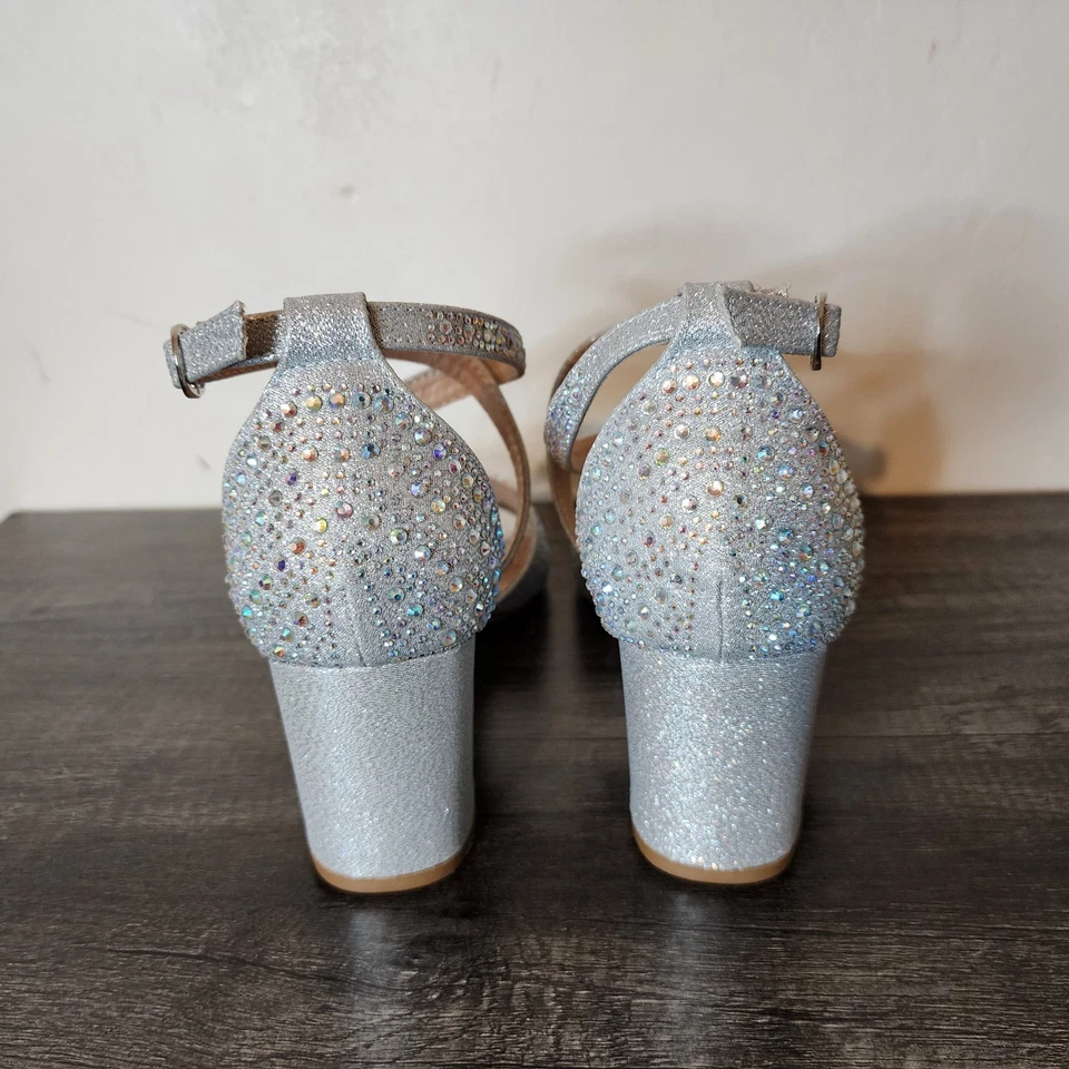 Delicacy Women's Heels Formal Sparkling Strappy Adjustable Silver Size 9 - Image 2 of 4